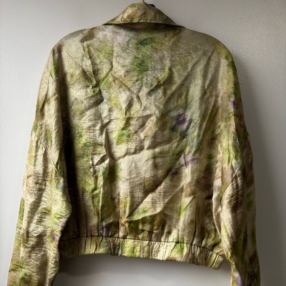 Desigual Abstract Floral Bomber Olive Green Tie-Dye Bomber Jacket - Picture 7 of 16
